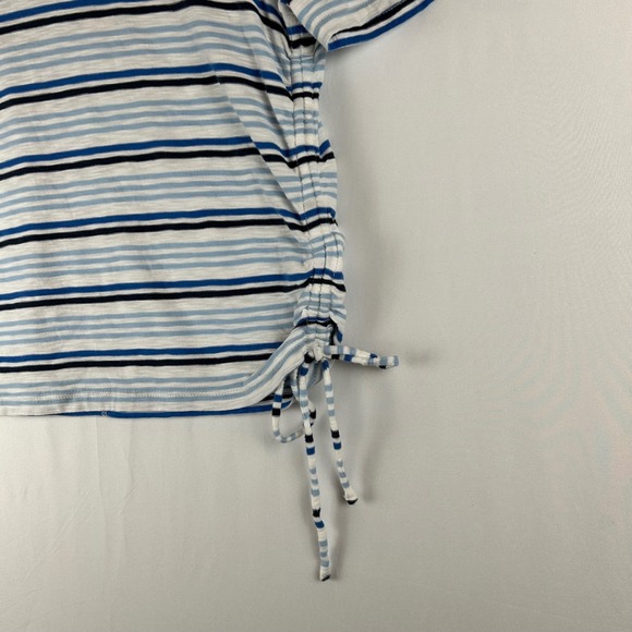 VERONICA BEARD JEANS‎ Blue White Striped Tie Side Crew Neck T Shirt Top Womens M - Picture 10 of 11
